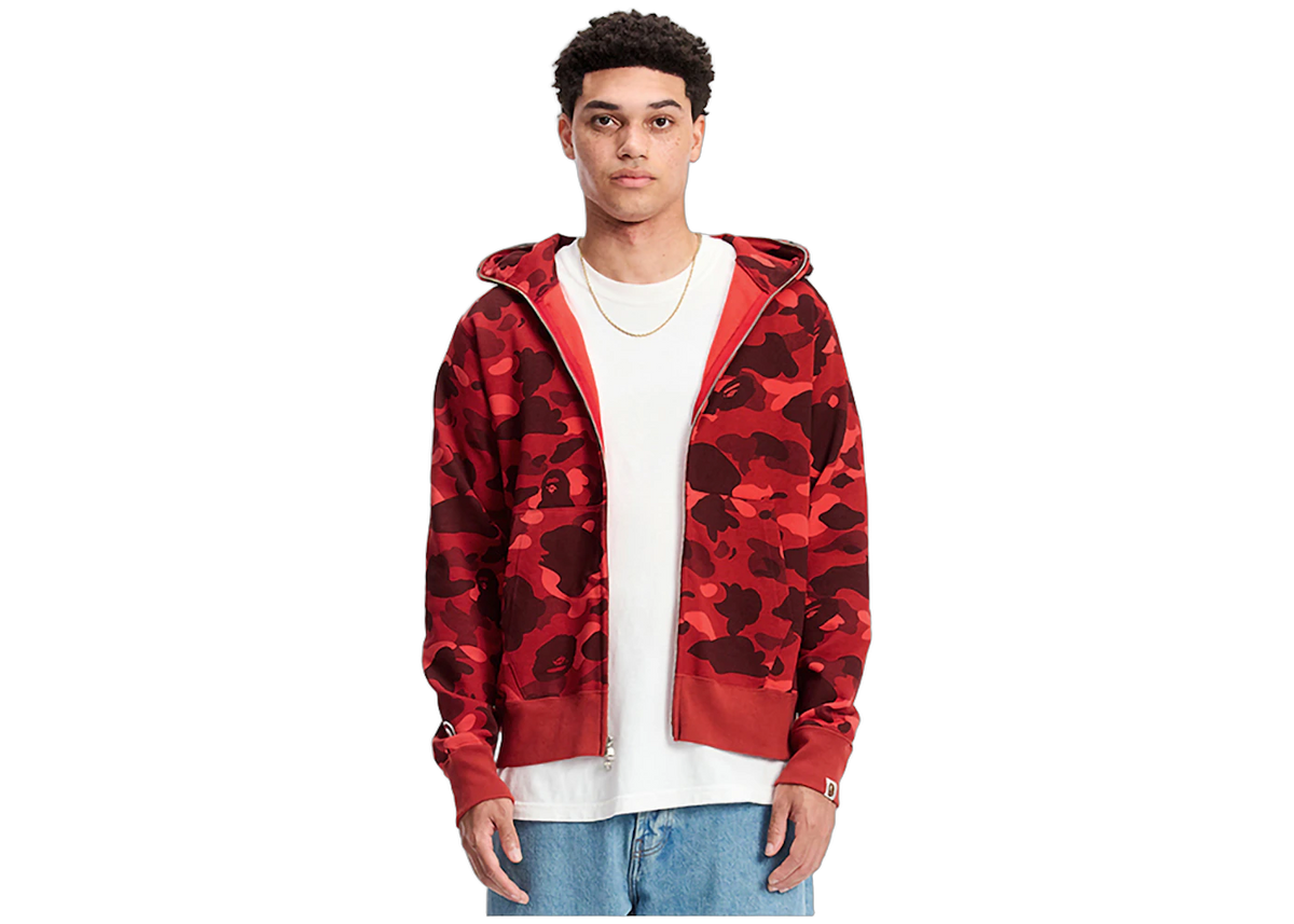 BAPE Color Camo Shark Full Zip Hoodie Red
