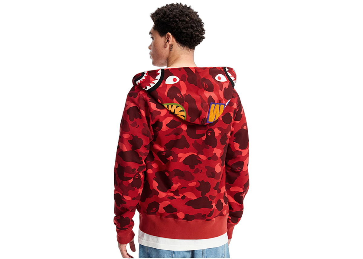 BAPE Color Camo Shark Full Zip Hoodie Red
