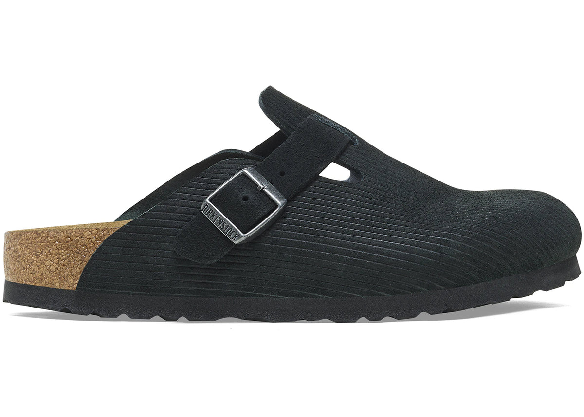 Birkenstock Boston Embossed Corduroy Suede Black