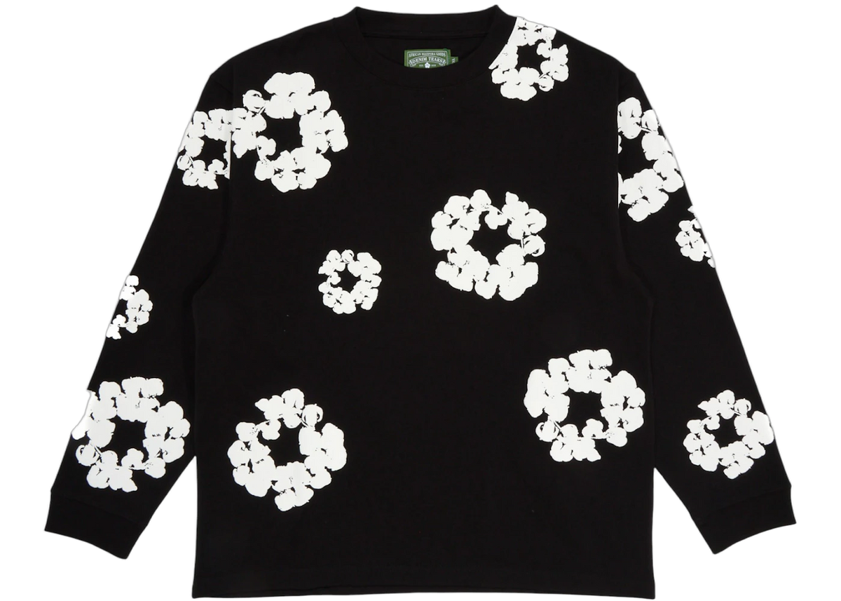 Denim Tears Long Sleeve Cotton Wreath T-shirt Black