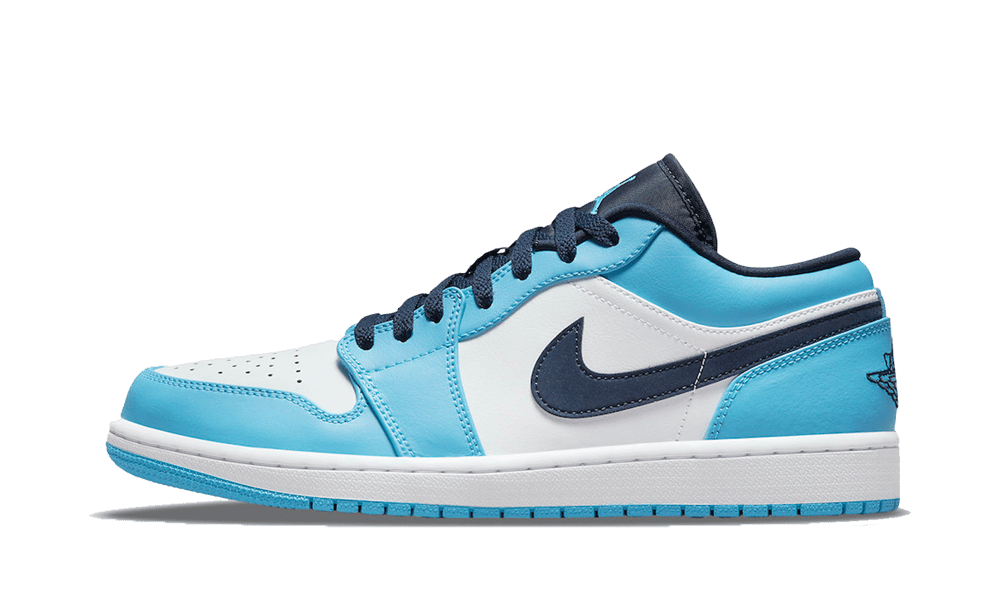 Air Jordan 1 Low UNC (2021), White/Dark Powder Blue-Obsidian (553558-144 / 553560-144)