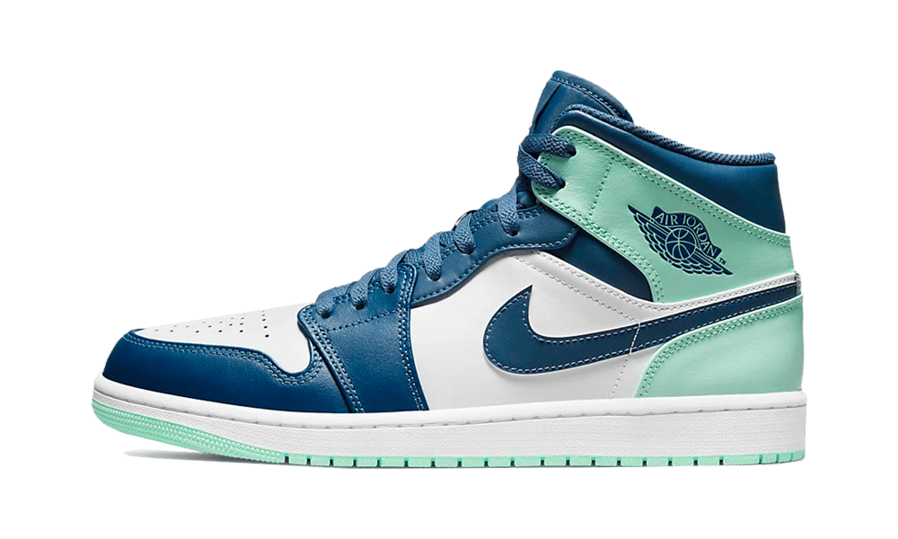 Air Jordan 1 Mid Mystic Navy Mint Foam, Mystic Navy/Mint Foam-White (554724-413 / 554725-413)