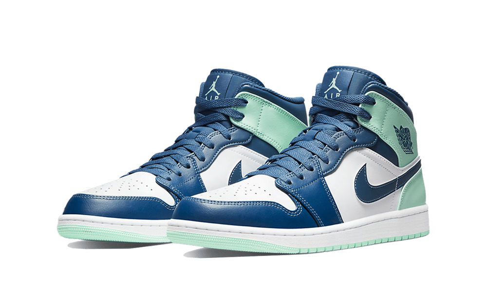 Air Jordan 1 Mid Mystic Navy Mint Foam, Mystic Navy/Mint Foam-White (554724-413 / 554725-413)