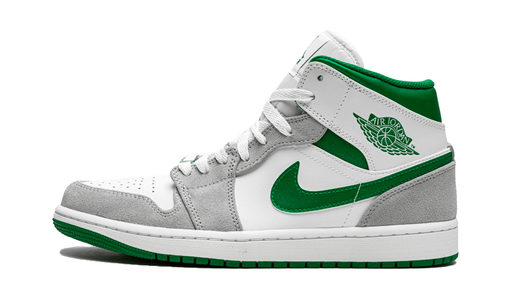 Air Jordan 1 Mid SE Grey Green, White/Neutral Grey-Lucky Green (DC7294-103 / DC7248-103)