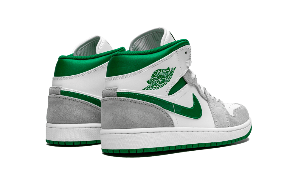 Air Jordan 1 Mid SE Grey Green, White/Neutral Grey-Lucky Green (DC7294-103 / DC7248-103)