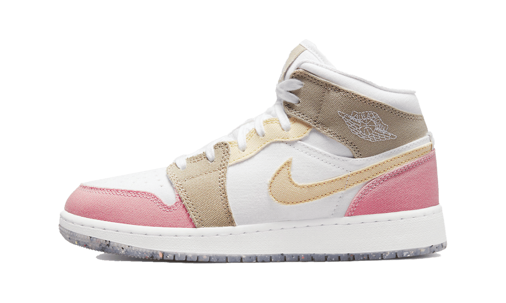 Air Jordan 1 Mid SE Pastel Vivid Green Grind, White/Vivid Green-Pink-Tan (DJ0338-100)