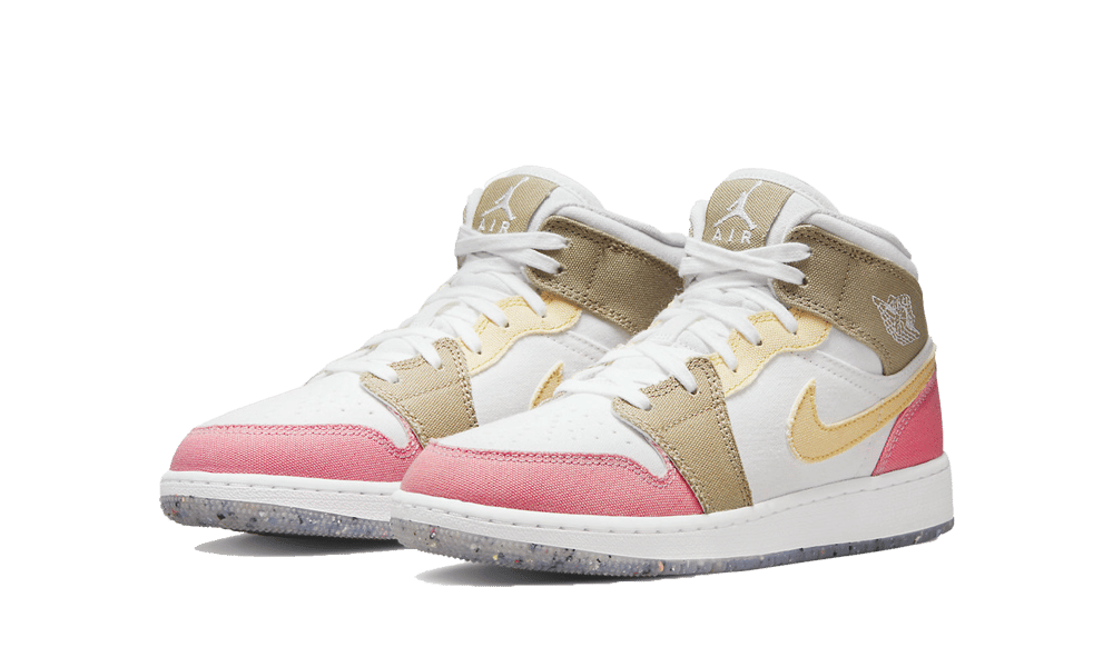 Air Jordan 1 Mid SE Pastel Vivid Green Grind, White/Vivid Green-Pink-Tan (DJ0338-100)