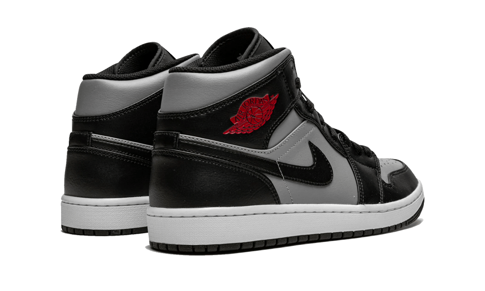 Air Jordan 1 Mid Shadow Red, Black/Gym Red-Particle Grey (554724-096 / 554725-096)