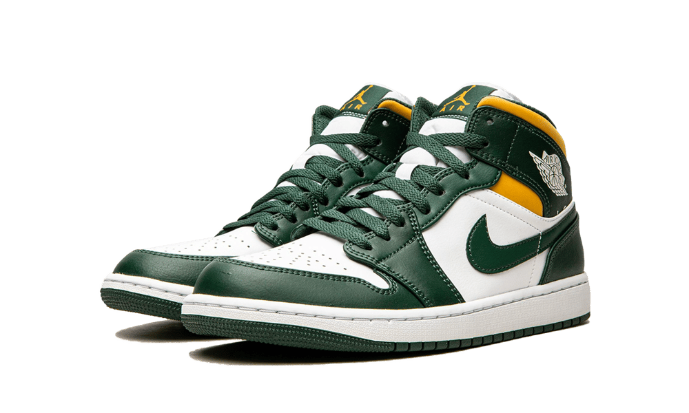 Air Jordan 1 Mid Sonics (2021), Noble Green/Pollen-White (554724-371 / 554725-371)