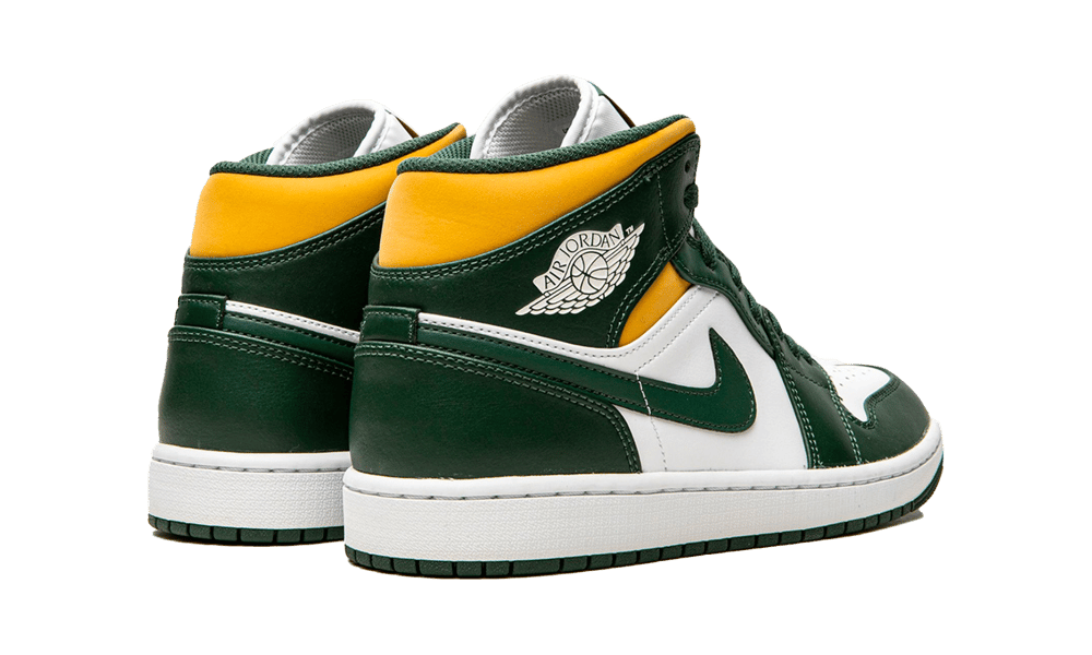 Air Jordan 1 Mid Sonics (2021), Noble Green/Pollen-White (554724-371 / 554725-371)