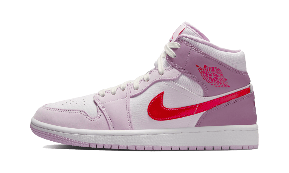 Air Jordan 1 Mid Valentine's Day (2022), White/Pink-Crimson (DR0174-500)