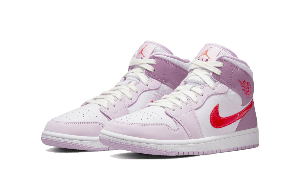 Air Jordan 1 Mid Valentine's Day (2022), White/Pink-Crimson (DR0174-500)