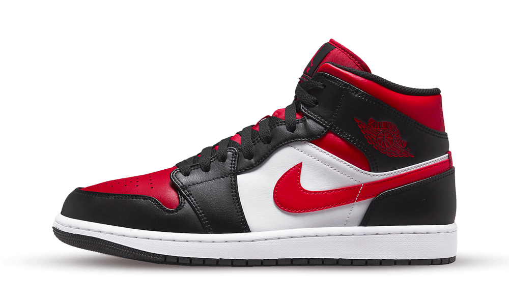 Air Jordan 1 Mid White Black Red (2022), White/Black-Red (554724-079 / 554725-079)