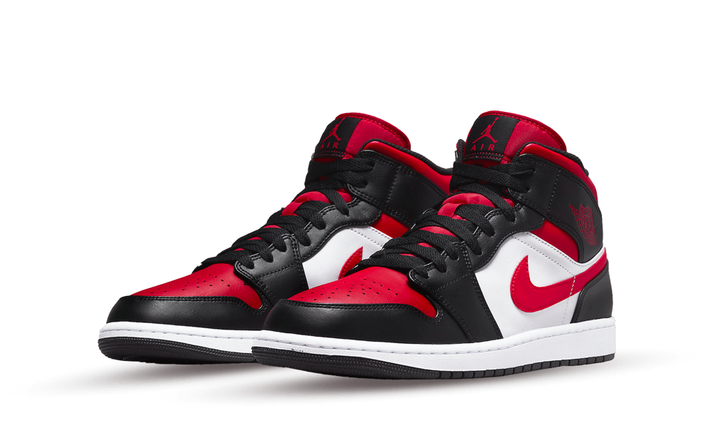 Air Jordan 1 Mid White Black Red (2022), White/Black-Red (554724-079 / 554725-079)