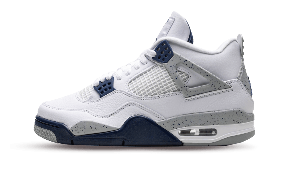 Air Jordan 4 Retro Midnight Navy, White/Midnight Navy/Light Smoke Grey-Fire Red (DH6927-140 / 408452-140)