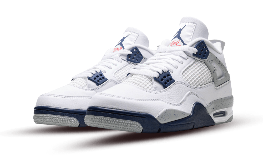 Air Jordan 4 Retro Midnight Navy, White/Midnight Navy/Light Smoke Grey-Fire Red (DH6927-140 / 408452-140)