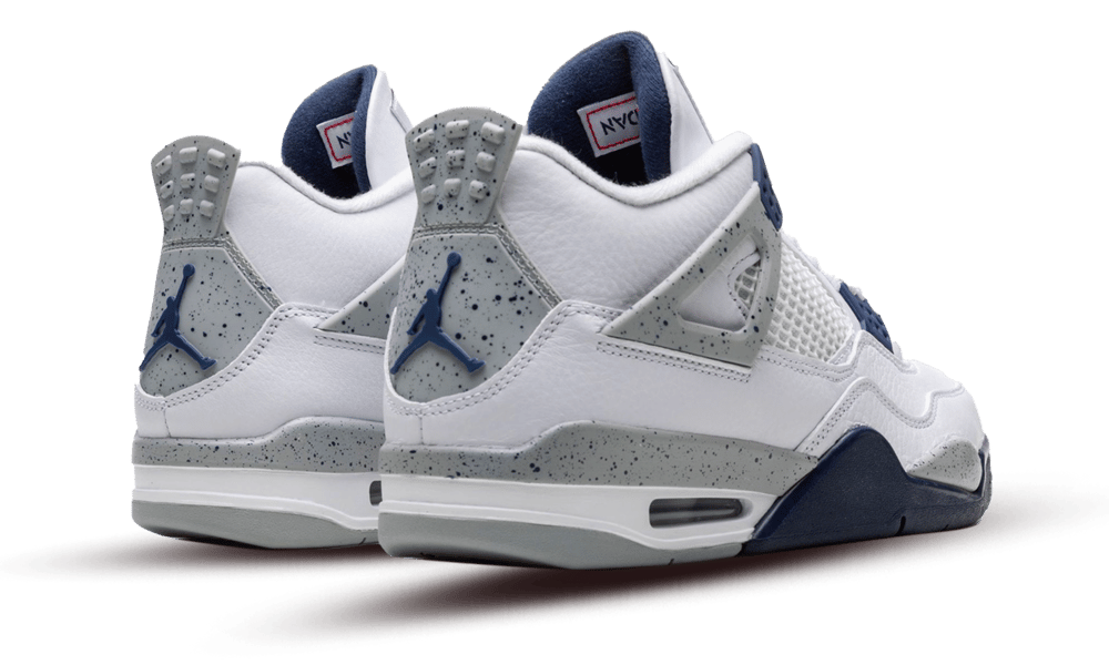 Air Jordan 4 Retro Midnight Navy, White/Midnight Navy/Light Smoke Grey-Fire Red (DH6927-140 / 408452-140)