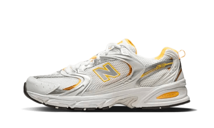 New Balance 530 White Vibrant Apricot Silver Metallic, White/Vibrant Apricot/Silver Metallic (MR530PUT)