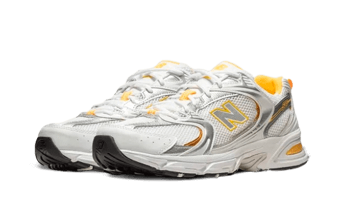 New Balance 530 White Vibrant Apricot Silver Metallic, White/Vibrant Apricot/Silver Metallic (MR530PUT)