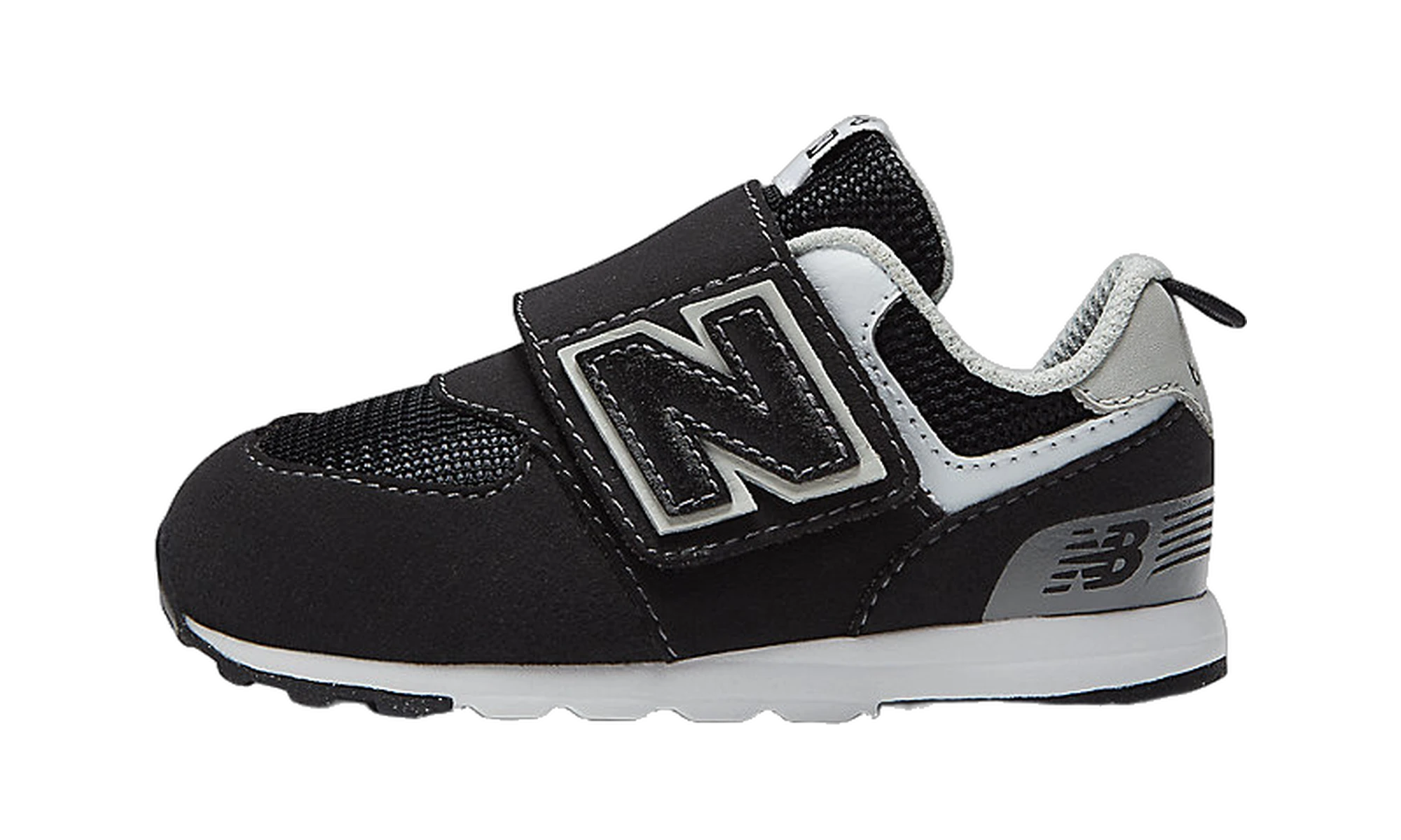 New Balance 574 Hook and Loop Black Silver Metallic (TD)