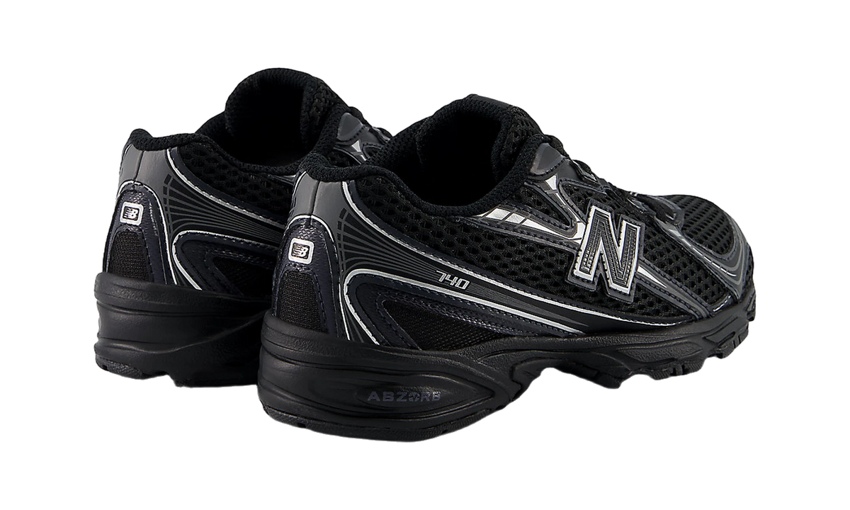New Balance 740 Bungee Lace Black Grey Silver (PS)
