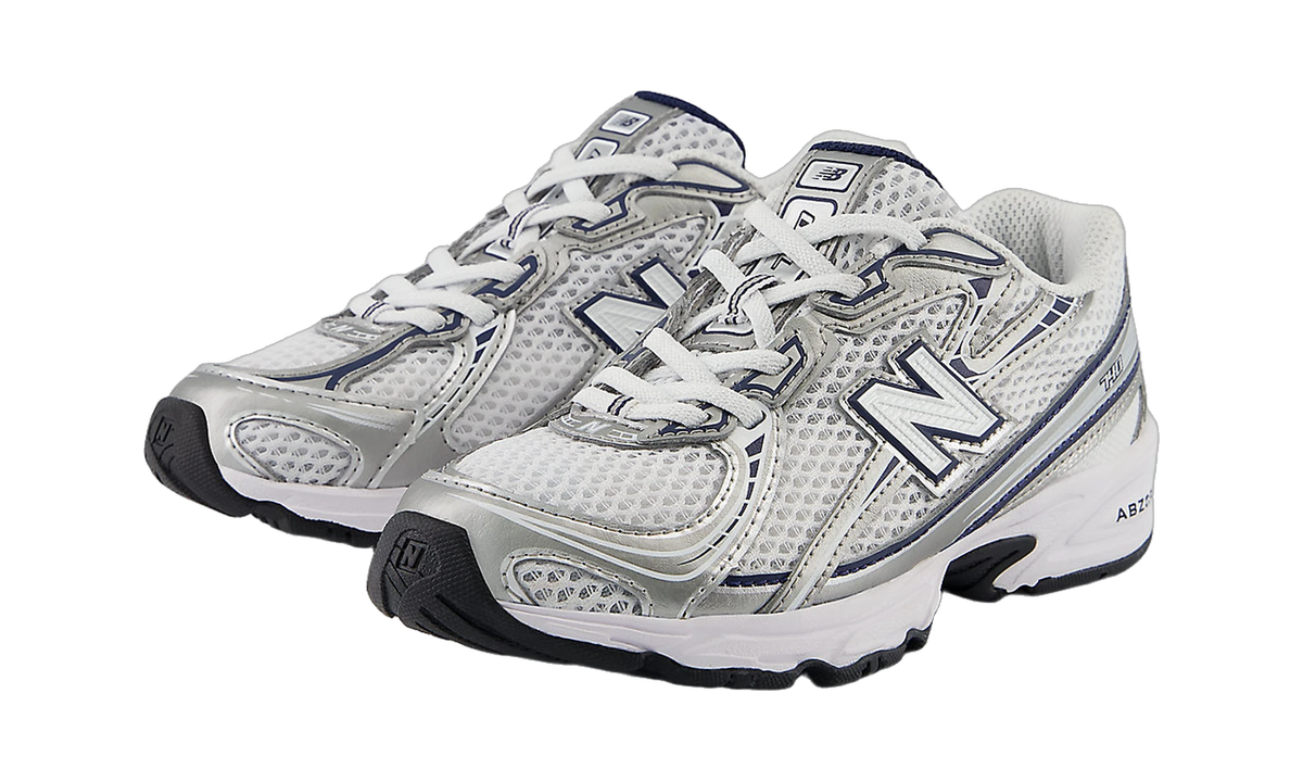 New Balance 740 Bungee Lace White Metallic Silver Navy (PS)
