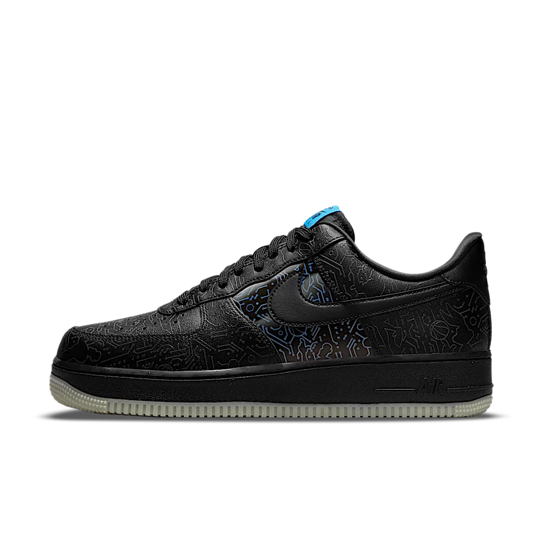 Nike Air Force 1 Low Computer Chip Space Jam, Black/Light Blue Fury-Black (DH5354-001)