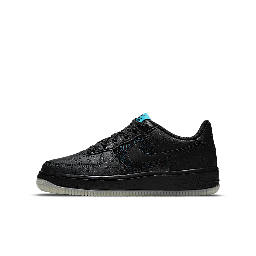 Nike Air Force 1 Low Computer Chip Space Jam, Black/Light Blue Fury-Black (DN1434-001)