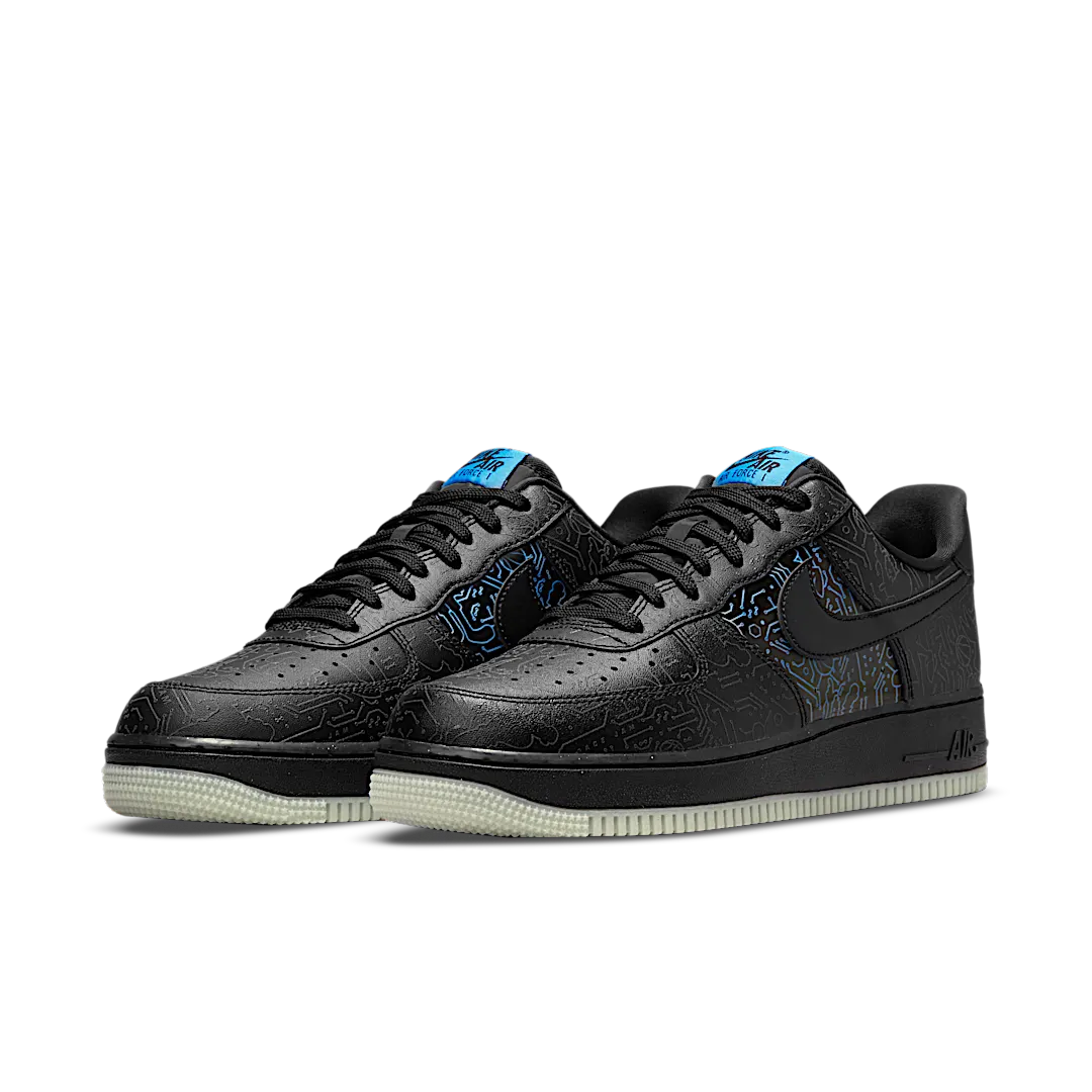 Nike Air Force 1 Low Computer Chip Space Jam, Black/Light Blue Fury-Black (DH5354-001 / DN1434-001)