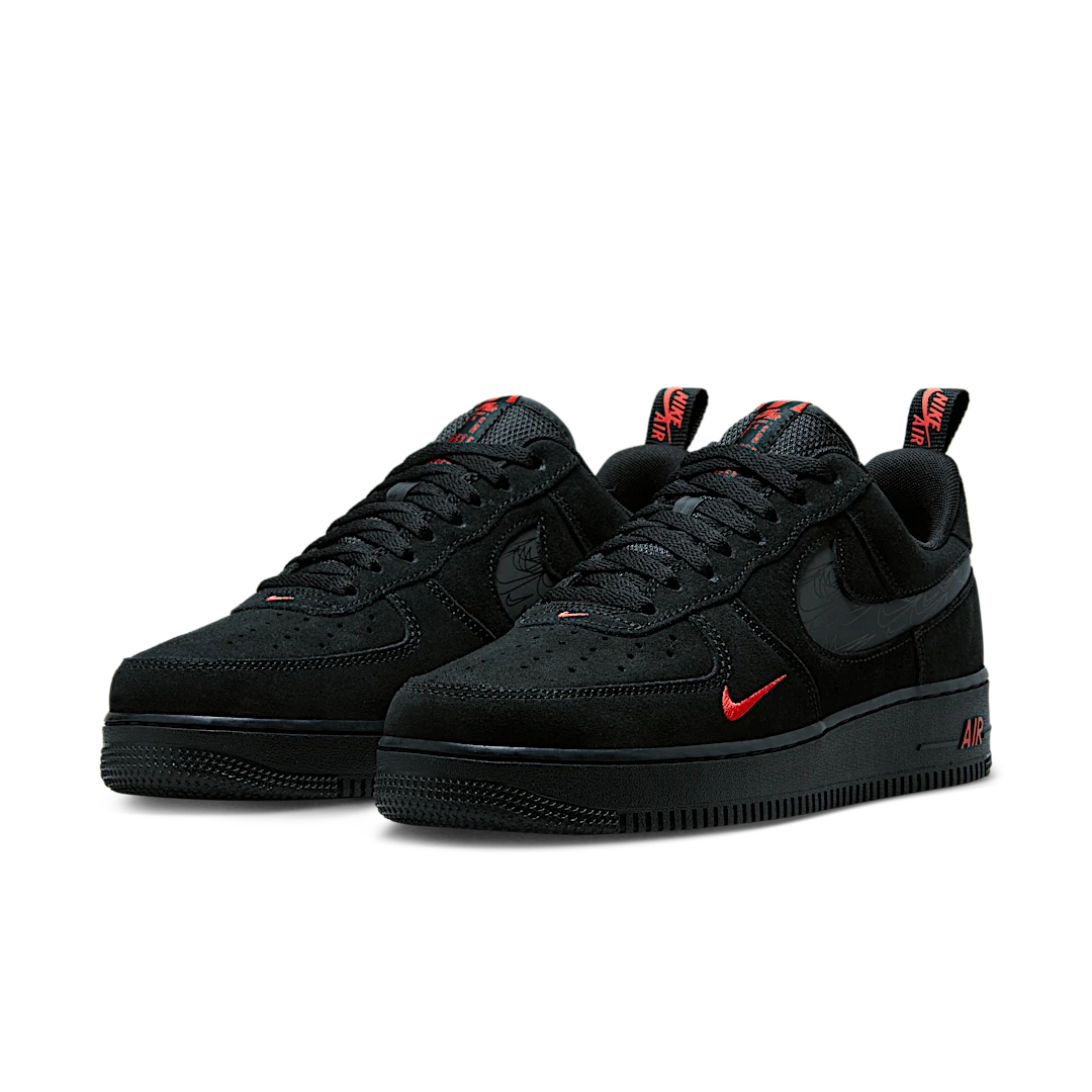 Nike Air Force 1 Low Multi-Swoosh Black Crimson, Black/Black/Light Crimson (DZ4514-001)