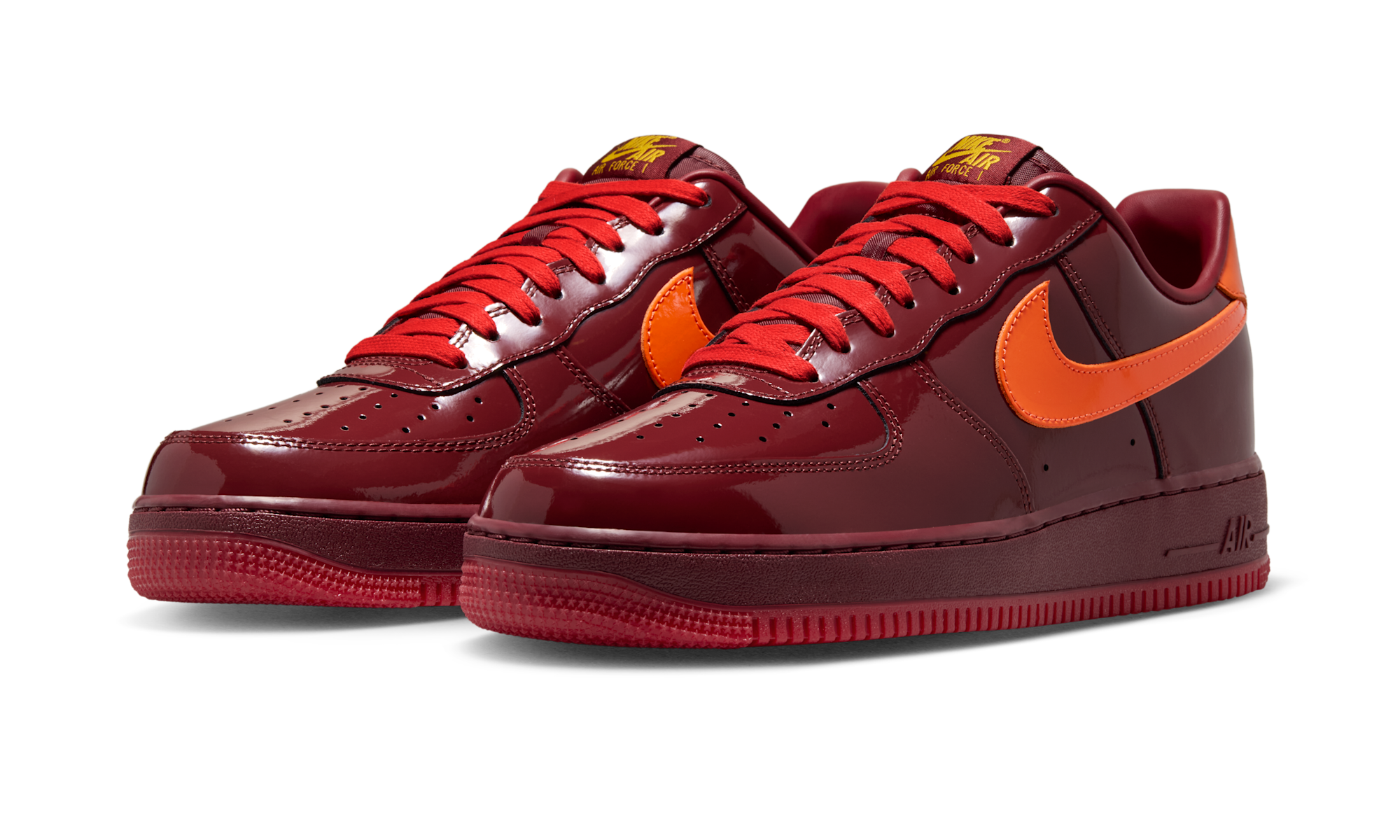 Nike Air Force 1 Low Patent Leather Dark Team Red Safety Orange