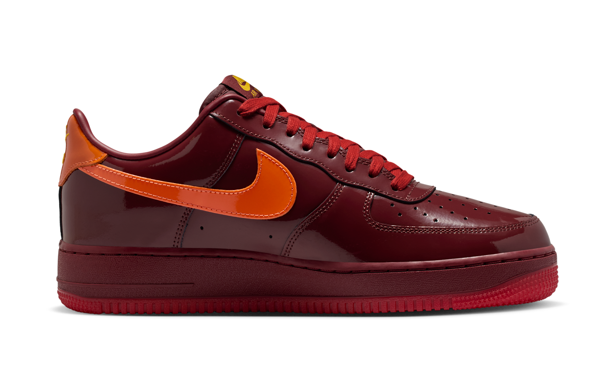 Nike Air Force 1 Low Patent Leather Dark Team Red Safety Orange