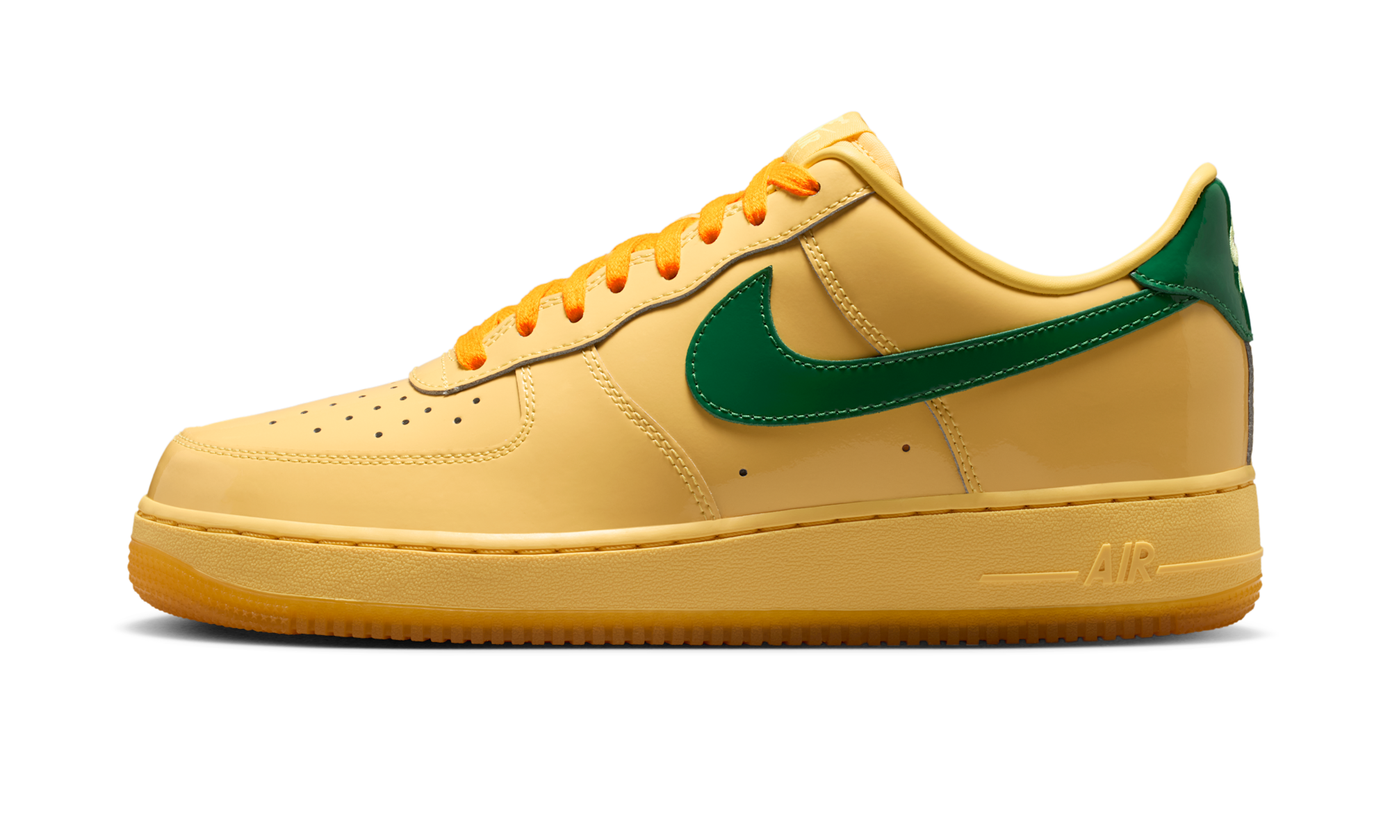Nike Air Force 1 Low Patent Leather Topaz Gold Pine Green