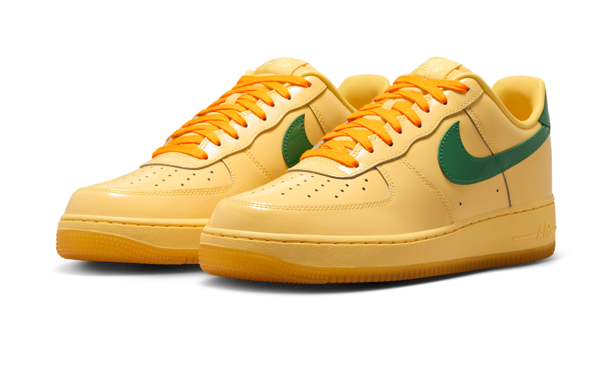 Nike Air Force 1 Low Patent Leather Topaz Gold Pine Green