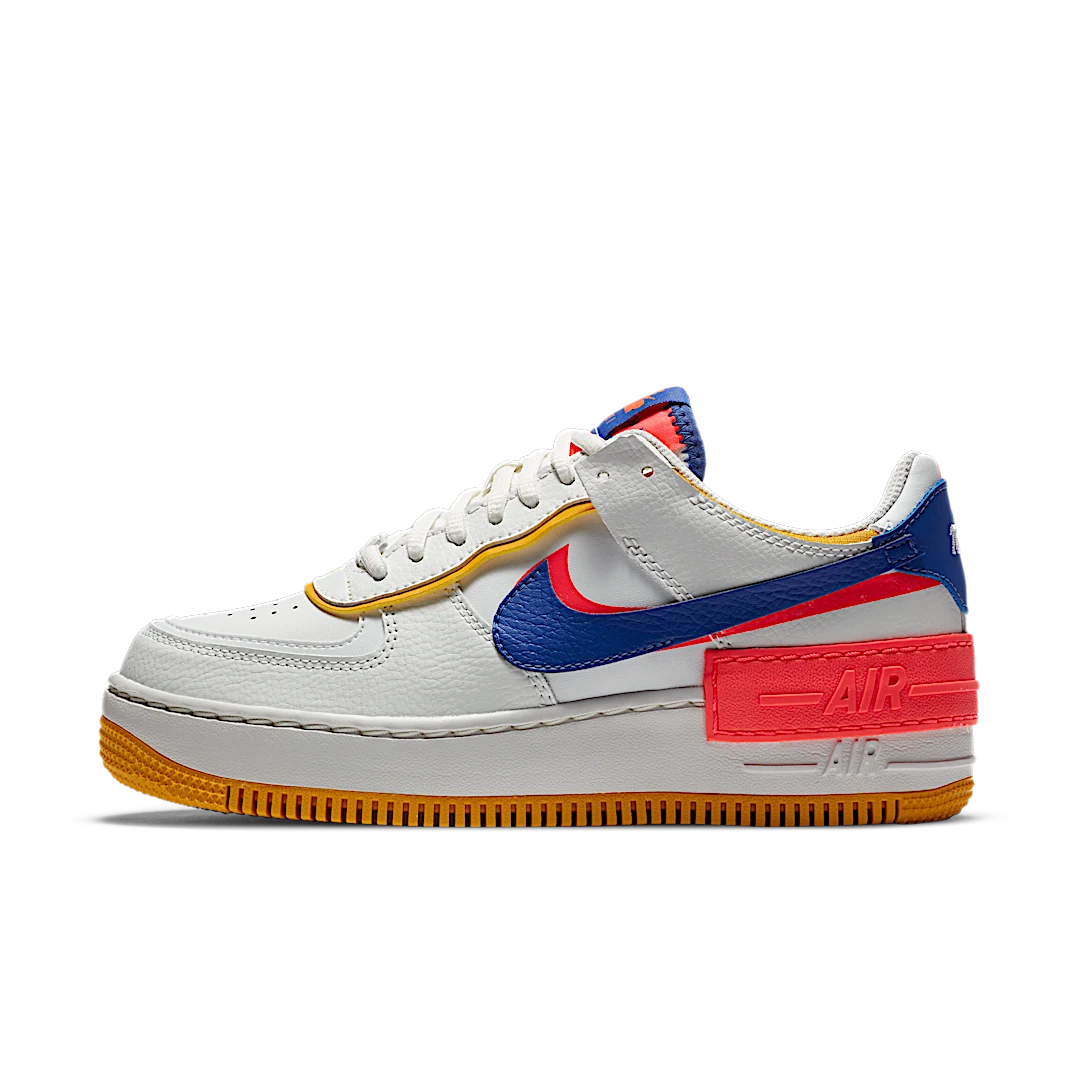 Nike Air Force 1 Low Shadow White Flash Crimson Astronomy Blue, Summit White/Flash Crimson-Dark Sulfur-Astronomy Blue (CI0919-105)