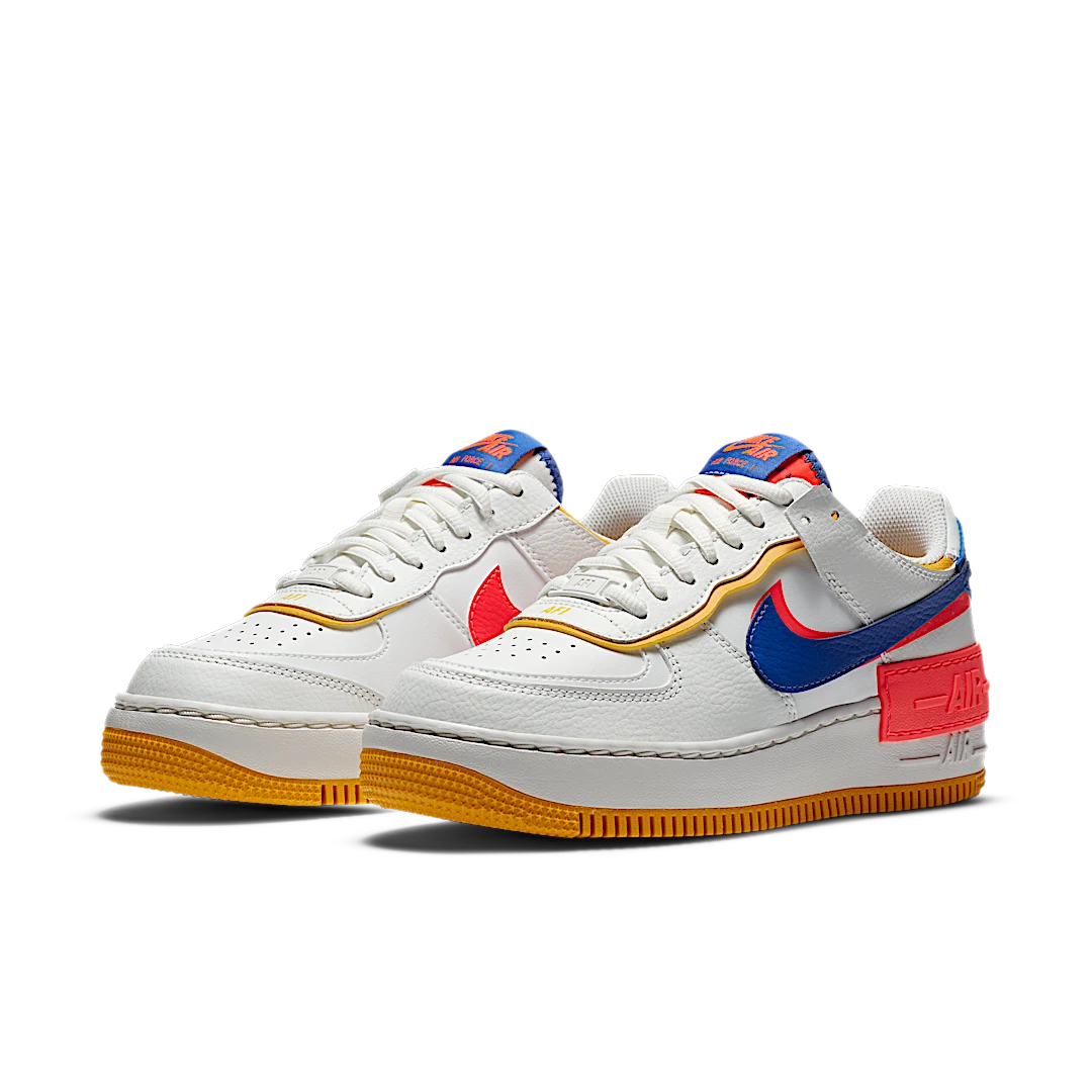 Nike Air Force 1 Low Shadow White Flash Crimson Astronomy Blue, Summit White/Flash Crimson-Dark Sulfur-Astronomy Blue (CI0919-105)