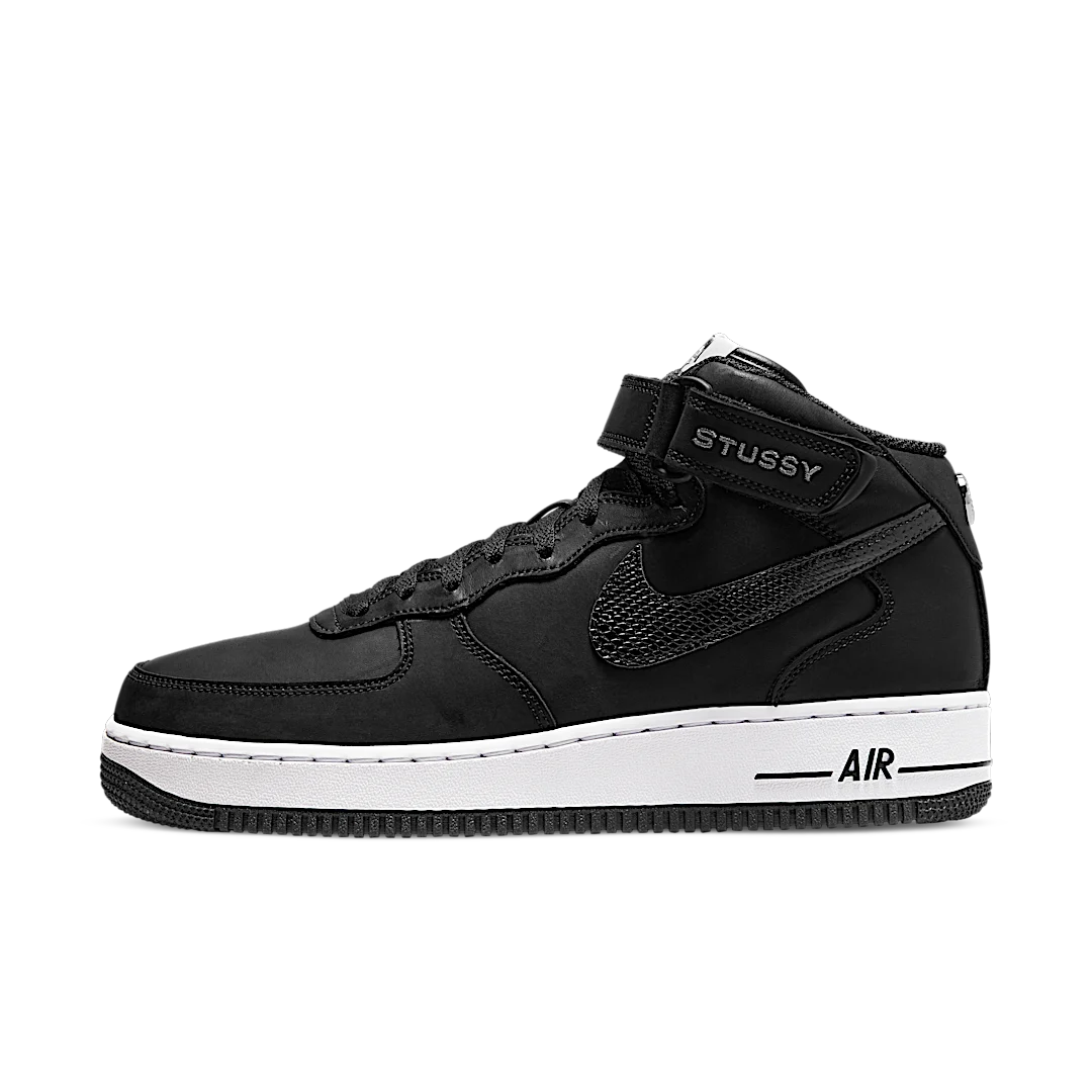 Nike Air Force 1 Mid Stussy Black White, Black/Black/White (DJ7840-001)