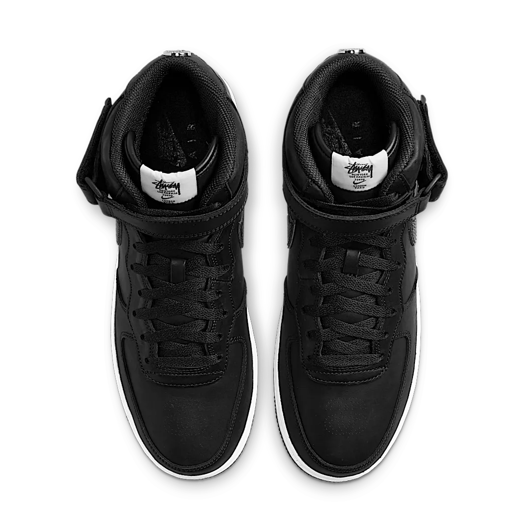 Nike Air Force 1 Mid Stussy Black White, Black/Black/White (DJ7840-001)