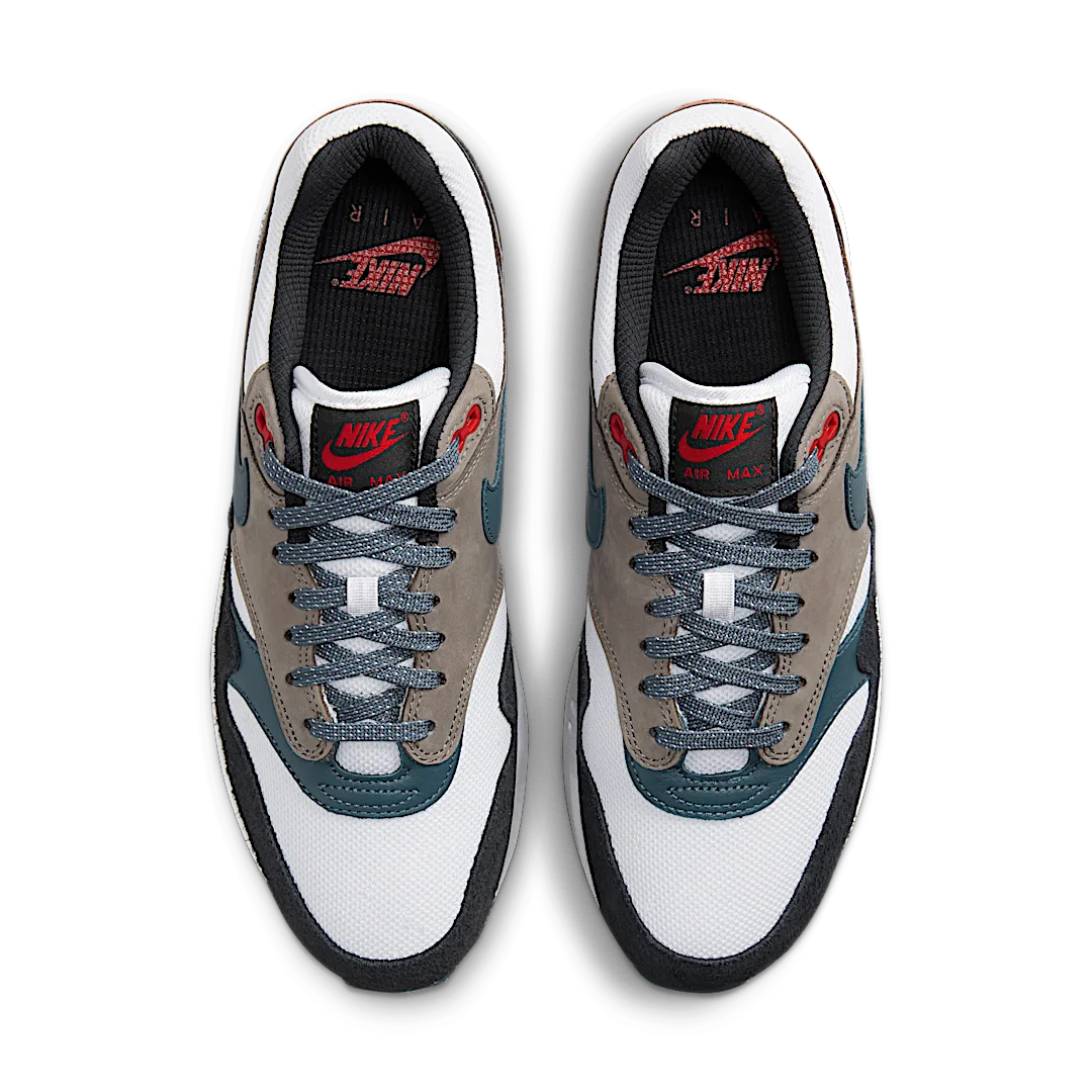 Nike Air Max 1 PRM Escape Treeline, White/State Blue-Black-Soft Grey (FJ0698-100)