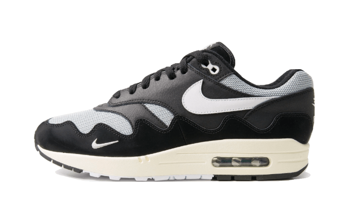 Nike Air Max 1 Patta Waves Black (with Bracelet), Metallic Silver/White-Black-Coconut Milk (DQ0299-001)