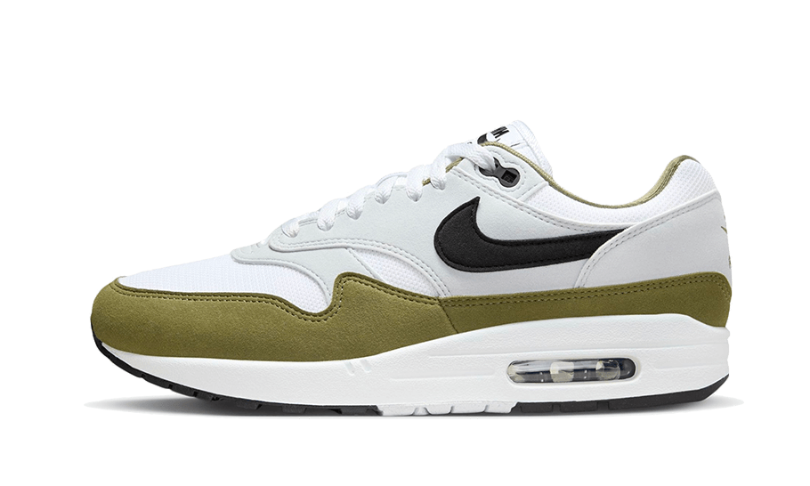 Nike Air Max 1 White Black Medium Olive, White/Black/Pure Platinum/Medium Olive (FD9082-102)