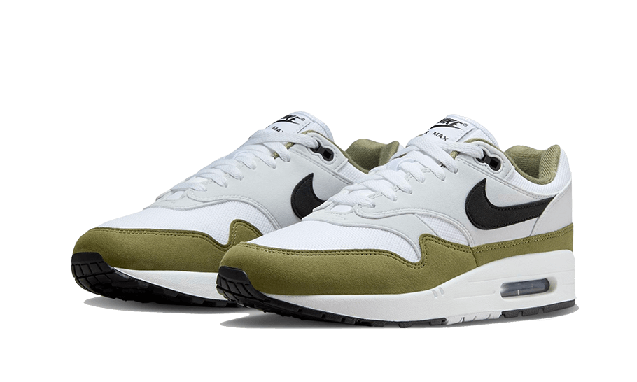 Nike Air Max 1 White Black Medium Olive, White/Black/Pure Platinum/Medium Olive (FD9082-102)