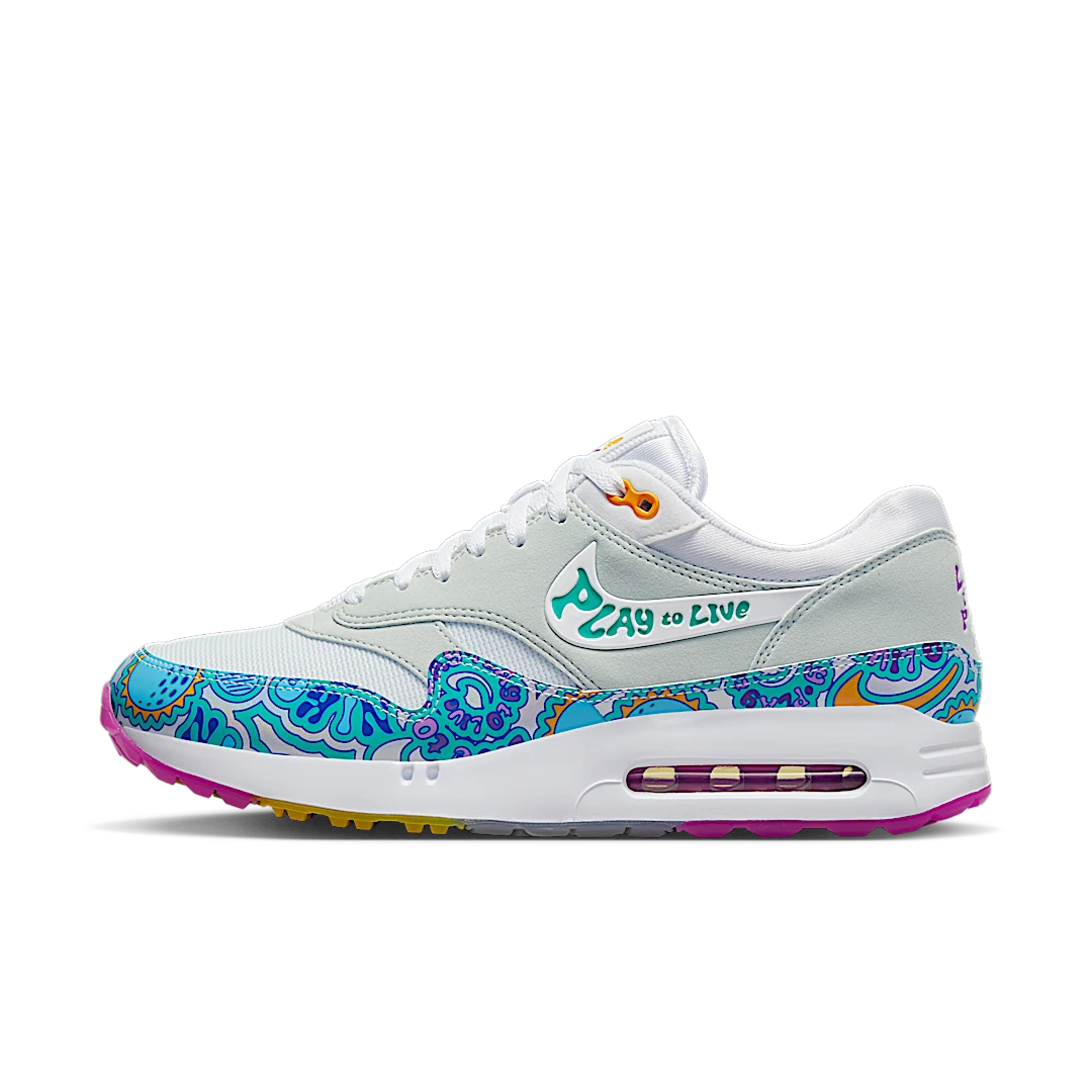 Nike Air Max 1 '86 OG Golf NRG Play to Live, White/Light Silver/Fuchsia Dream/Clear Jade (DV1407-100)