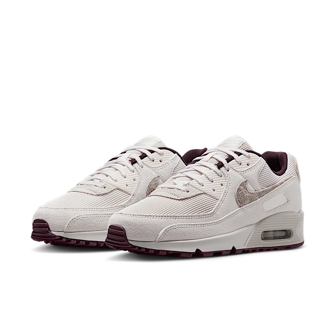 Nike Air Max 90 PRM Sail Burgundy Crush, Sail/Phantom-Burgundy Crush-Light Orewood Brown (HQ1712-001)