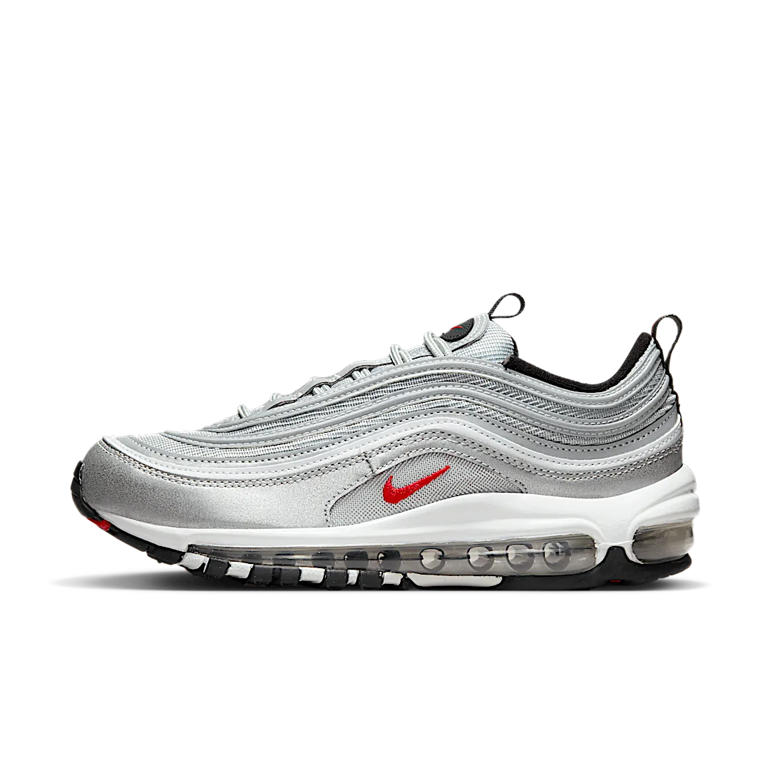 Nike Air Max 97 OG Silver Bullet (2022), Metallic Silver/University Red-Black-White (DQ9131-002 / CZ0910-001)