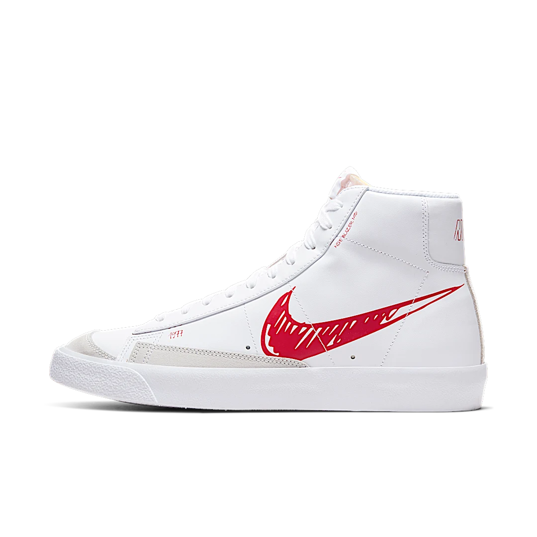 Nike Blazer Mid 77 Sketch White Red, Summit White/Gym Red-Sail (CW7580-100)