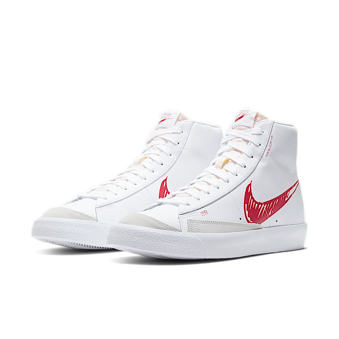 Nike Blazer Mid 77 Sketch White Red, Summit White/Gym Red-Sail (CW7580-100)