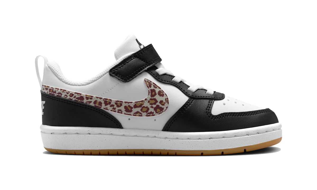 Nike Court Borough Low Black White Leopard Swoosh (PS)