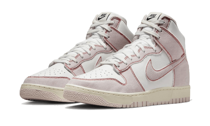 Nike Dunk High 1985 Barely Rose Denim, Light Pink/White/Red (DQ8799-100)