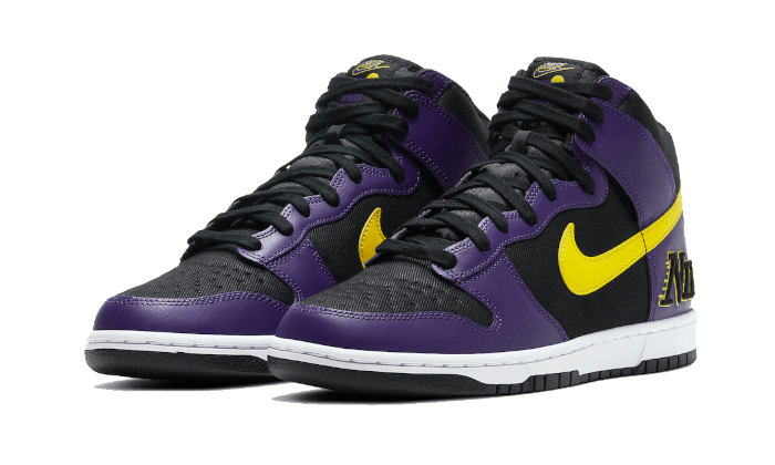 Nike Dunk High EMB Lakers, Black/Court Purple/Varsity Yellow (DH0642-001)